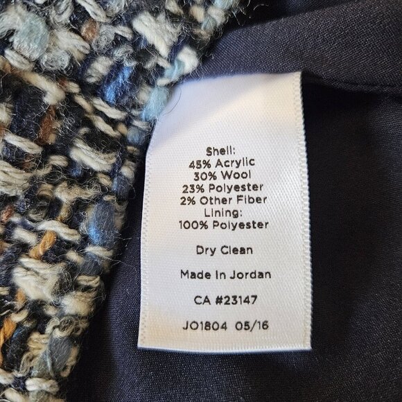 Talbots Women’s Size 14 Tweed Wool Blend Pencil Skirt Blue Black Lined Career - Picture 6 of 14